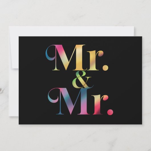 ゲイのバチェラー・パーティー ゲイの結婚 Mr. & Mr.  招待状 (正面)