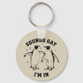 ゲイのペンギンの音がゲイなのさ ヴィンテージ クィア LGBTQ キーホルダー (正面)