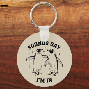 ゲイのペンギンの音がゲイなのさ ヴィンテージ クィア LGBTQ キーホルダー