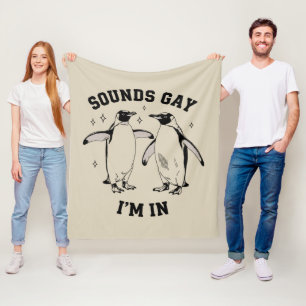 ゲイのペンギンの音がゲイなのさ 私はヴィンテージのクィア LGBTQ フリースブランケット