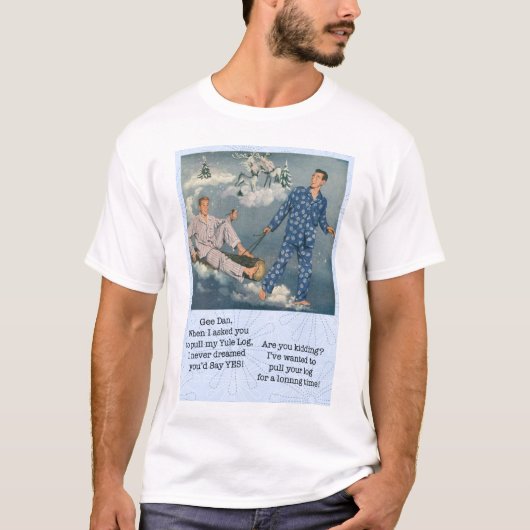 ゲイのユールログTシャツが面白い Tシャツ (正面)