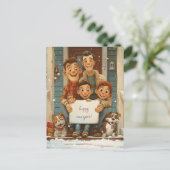 ゲイの両親、子供と犬 ポストカード (スタンド正面)