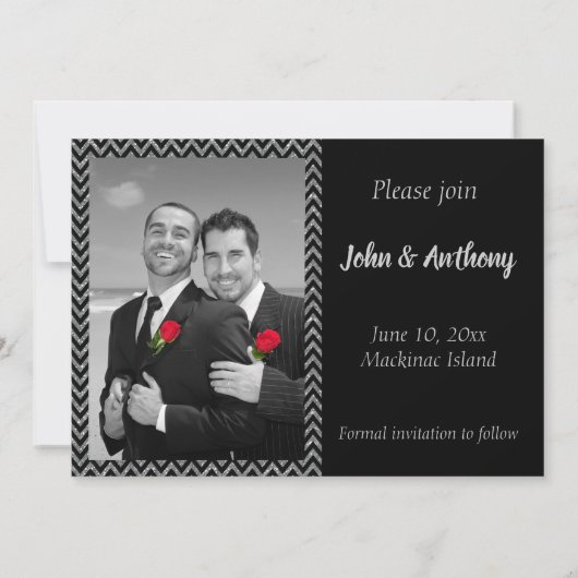 ゲイの保存タキシードが付いている日付 セーブザデート (裏面)