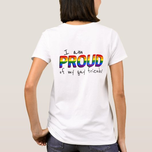 ゲイの友誇りを持った人がLGBTQプライドをサポート  Tシャツ (裏面)