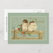 ゲイの季節のあいさつフェンスに乗る2羽 シーズンポストカード (正面/裏面)