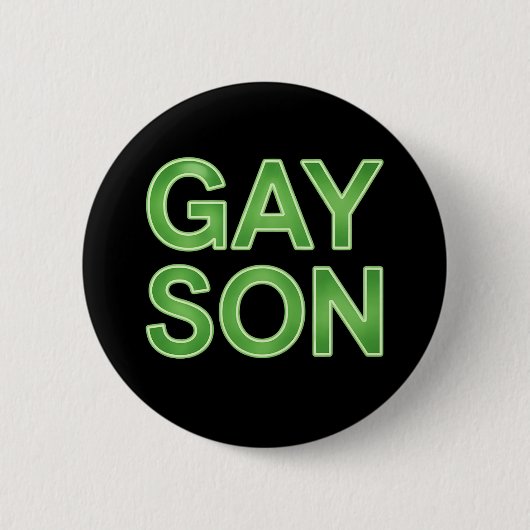 ゲイの息子が面白いLGBTQプライド 缶バッジ (正面)