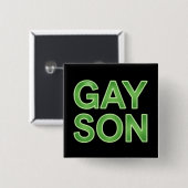 ゲイの息子が面白いLGBTQプライド 缶バッジ (正面&裏面)