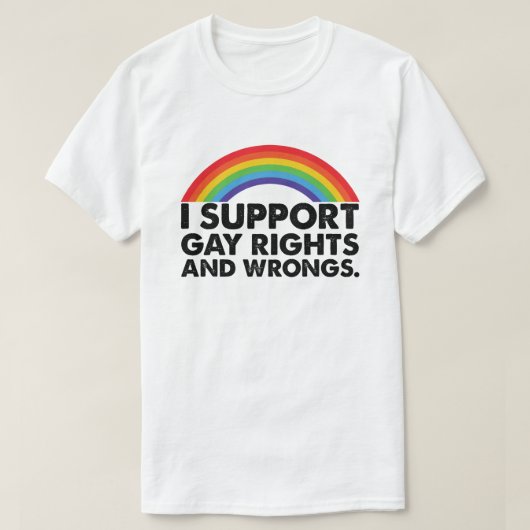 ゲイの権利とゲイの間違いを支持する Tシャツ (デザイン正面)