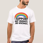 ゲイの権利とゲイの間違いを支持する Tシャツ (正面)