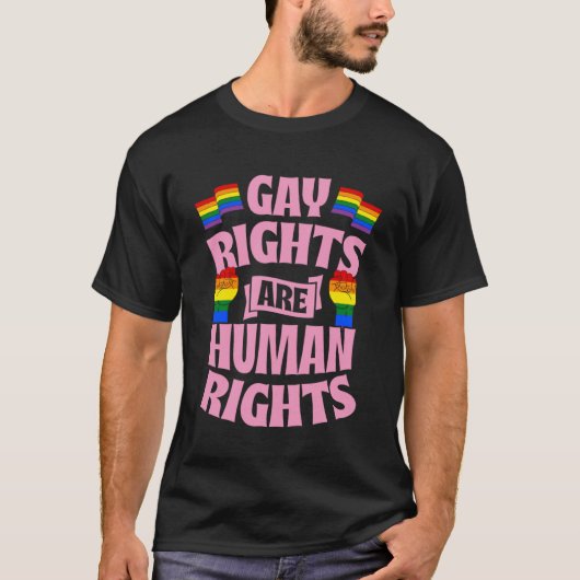 ゲイの権利は人権であるカワイイLGBTQゲイの権利 Tシャツ (正面)