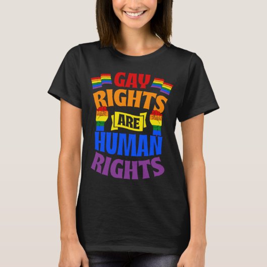 ゲイの権利は人権であるカワイイLGBTQゲイの権利 Tシャツ (正面)
