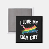ゲイの猫が大好き ファニー レインボー プライド LGBT マグネット (正面/裏面)