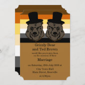 ゲイの男性のためのくまの結婚式招待状 招待状 (正面/裏面)