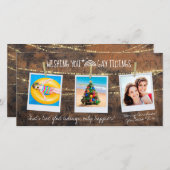 「ゲイの知り合い」 LGBT 3-Photoホリデーカード (正面/裏面)