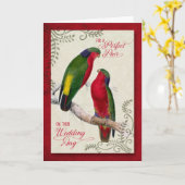 ゲイの結婚おめでとう ラブバードのペア カード (黄色い花)