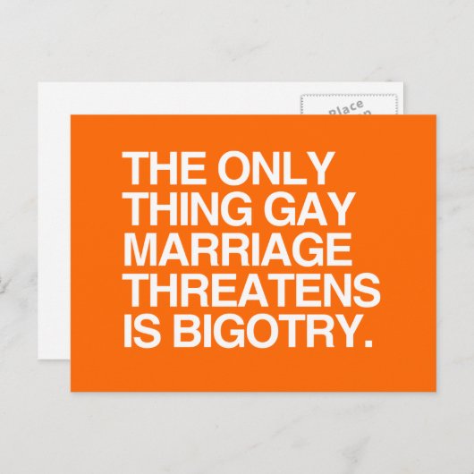 ゲイの結婚が脅かしているのは偏見だけだ ポストカード (正面/裏面)