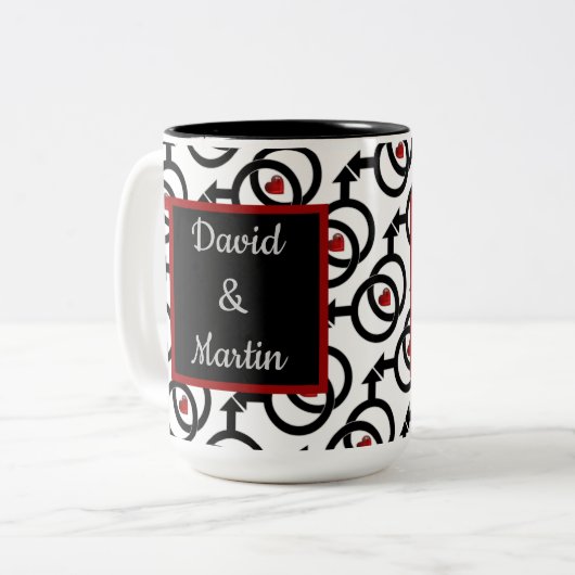 ゲイの結婚パーソナライズされた愛はラブコーヒーマグ ツートーンマグカップ (正面左)