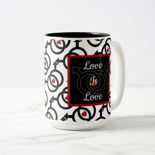 ゲイの結婚パーソナライズされた愛はラブコーヒーマグ ツートーンマグカップ (正面右)