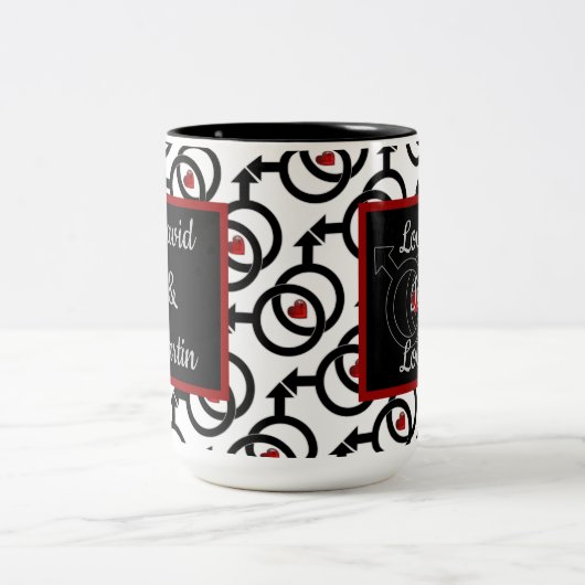 ゲイの結婚パーソナライズされた愛はラブコーヒーマグ ツートーンマグカップ (中央)