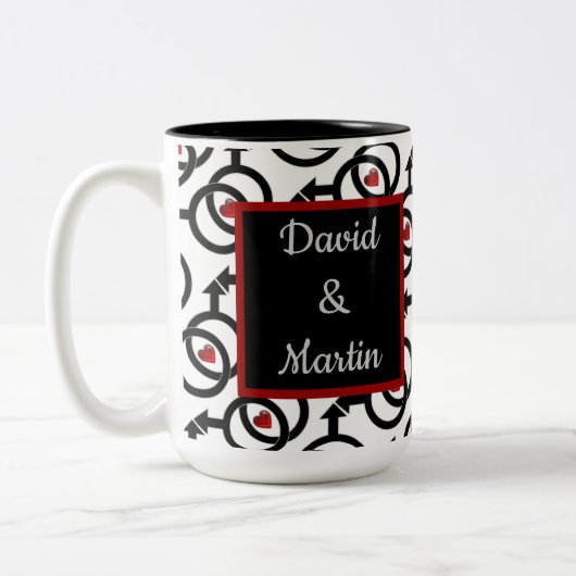 ゲイの結婚パーソナライズされた愛はラブコーヒーマグ ツートーンマグカップ (左)