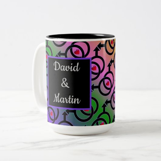 ゲイの結婚パーソナライズされた愛はラブレインボーマグ ツートーンマグカップ (正面左)