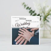 ゲイの結婚式のカップルの指輪をした手 (スタンド正面)