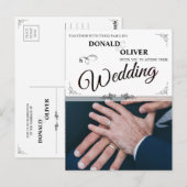 ゲイの結婚式の指輪をしたカップルの手 ポストカード (正面/裏面)