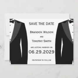 ゲイの結婚式の案内状 エレガント ホワイト セーブ・ザ・デート カード