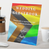 ゲイの結婚式ゲストブックプライドフラグタイポグラフィ 台座サイン (インサイチュ)