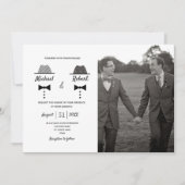 ゲイの結婚式 モノクロ写真 招待状 (正面)