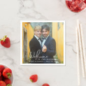 ゲイの結婚式 二人の花婿の写真 スタンダードカクテルナプキン (インサイチュ)