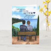 ゲイの若い異人種間カップル記念日 カード (黄色い花)