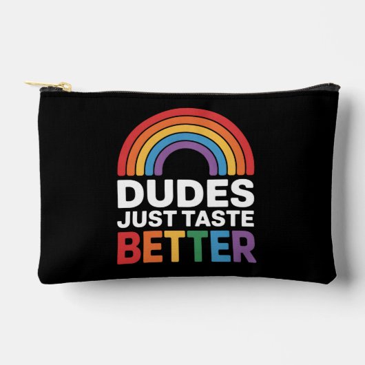 ゲイの虹のLGBTQ おもしろTシャツ 男はただおいしい アクセサリーポーチ (正面)