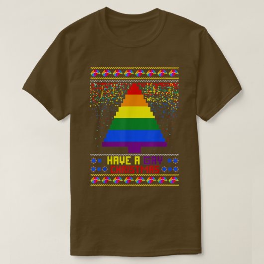 ゲイの醜いクリスマスのセーターを持っている Tシャツ (デザイン正面)