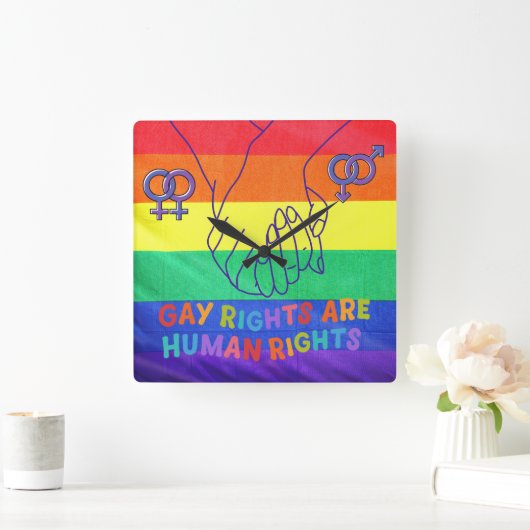 ゲイは権利を有する スクエア壁時計 (ホーム)