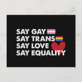 ゲイは言うトランスは愛は平等プライドLgbtと言う ポストカード (正面)