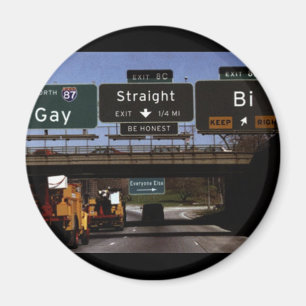 ゲイまたはStraight/Biの交通標識 マグネット