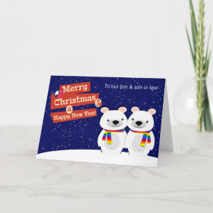 ゲイをテーマにしたクリスマスのホッキョクグマパーソナライズされた シーズンカード