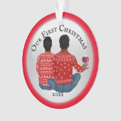ゲイアフリカ系アメリカン&インディアンカップルPHOTO オーナメント (正面)