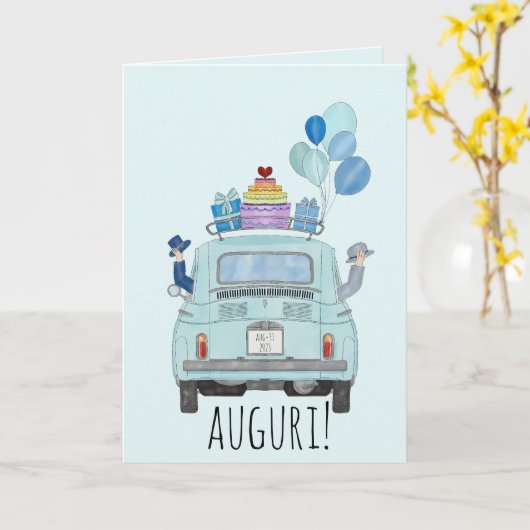 ゲイイタリアンウェディングデイフィアット500 カード (黄色い花)