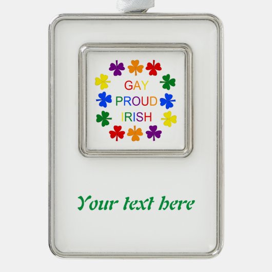 ゲイイ誇りを持ったリッシュLGBTレインボーシャンロックカスタム シルバープレートフレームオーナメント (正面)