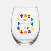 ゲイイ誇りを持ったリッシュLGBTレインボーシャンロック ステムなしワイングラス (正面)