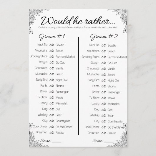 ゲイウェディングシャワーゲーム、彼はむしろ 招待状 (正面)