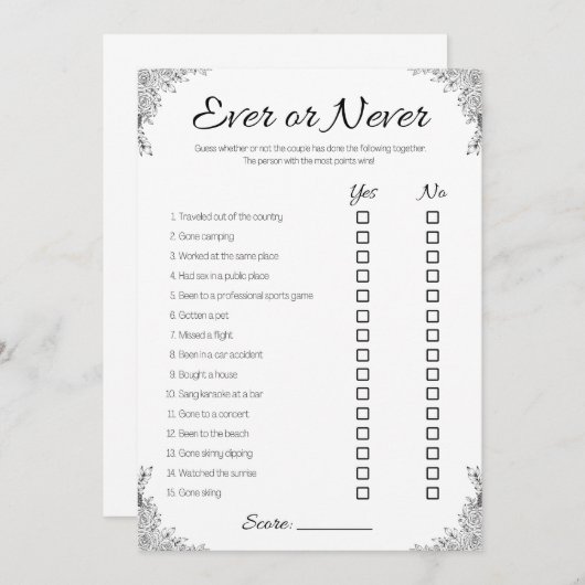 ゲイウェディングシャワーゲーム、永遠またはカップルなし 招待状 (正面/裏面)