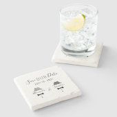 ゲイウェディング日付保存招待状 ストーンコースター (横)