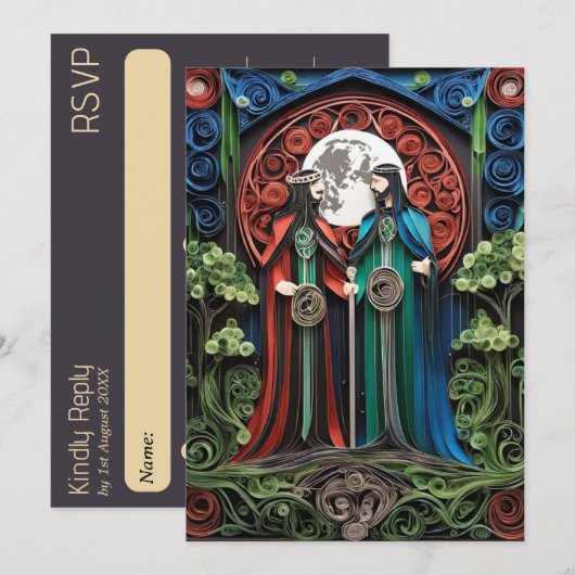 ゲイウェディングRSVP 招待状 (正面/裏面)