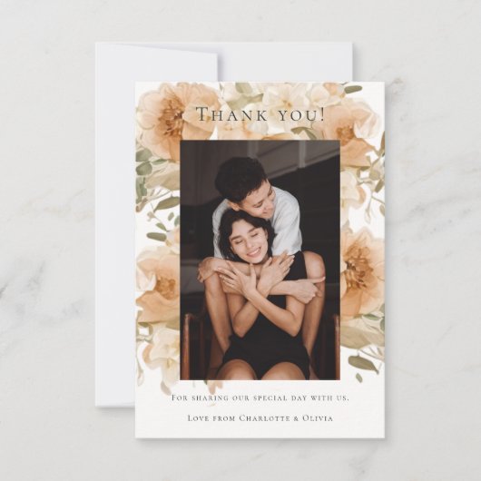 ゲイエレガントフローラ結婚の2つの花嫁 サンキューカード (正面)