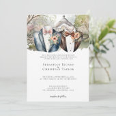 ゲイエレガント庭園の結婚式スーツを着た二室 招待状 (スタンド正面)
