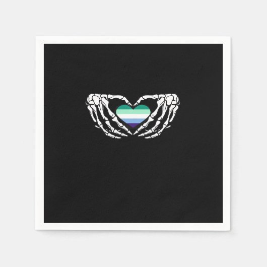 ゲイオスプライドスケルトンハロウィーンMlmゴシックハートC スタンダードカクテルナプキン (正面)