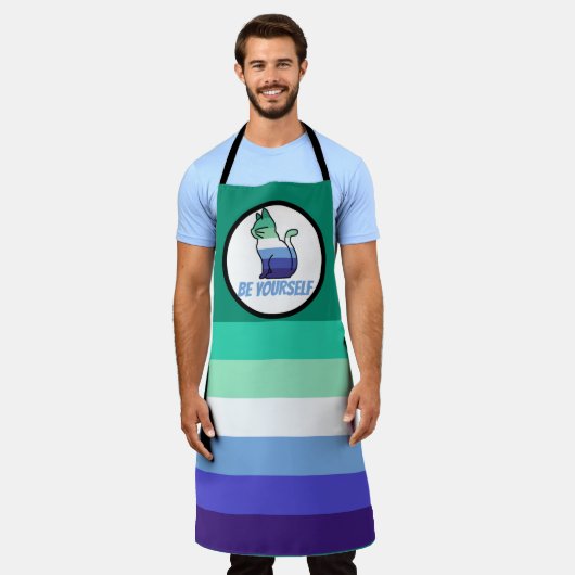 ゲイオスプライド猫 – Be Yourself エプロン (着用した状態)
